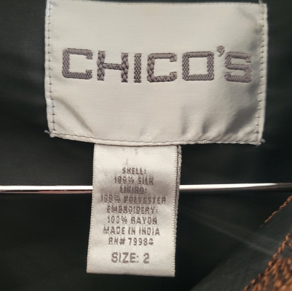 Chico's Silk Beaded Blazer Top Size 2 / 12 - Picture 3 of 6